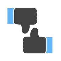Thumbs Up Down Glyph Blue and Black Icon vector