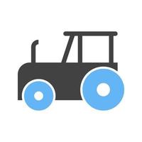 tractor glifo icono azul y negro vector