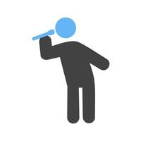 Man Singing Glyph Blue and Black Icon vector