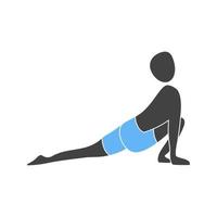 Low Lunge Right Glyph Blue and Black Icon vector