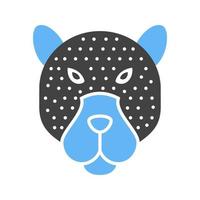 Leopard Face Glyph Blue and Black Icon vector