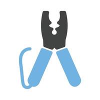 cortador de alambre glifo icono azul y negro vector