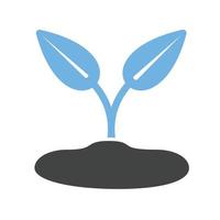 Sprout Glyph Blue and Black Icon vector