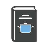 recetas de sopa glifo icono azul y negro vector