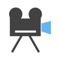 Video Camera Glyph Blue and Black Icon vector