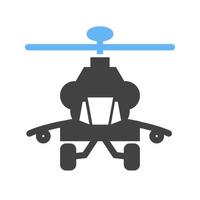helicóptero ii glifo icono azul y negro vector