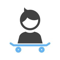 With Skateboard Glyph Blue and Black Icon vector