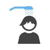 In the Shower Glyph Blue and Black Icon vector