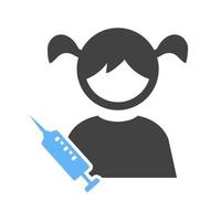 Getting Injection Glyph Blue and Black Icon vector