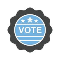votar pegatina glifo icono azul y negro vector