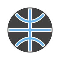 icono de glifo de baloncesto azul y negro vector