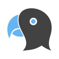 Parrot Face Glyph Blue and Black Icon vector