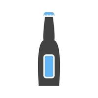 botella de cerveza i glifo icono azul y negro vector