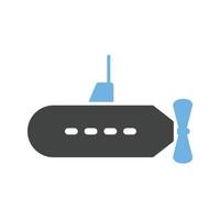 Submarine Glyph Blue and Black Icon vector