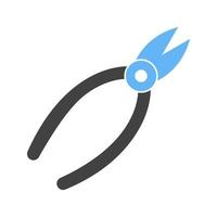 Sharp Pliers Glyph Blue and Black Icon vector