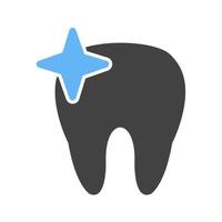Shiny Tooth Glyph Blue and Black Icon vector