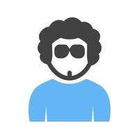 Boy in Cool Shades Glyph Blue and Black Icon vector