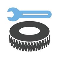 Tyre Repair Glyph Blue and Black Icon vector