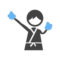 Doing Karate Glyph Blue and Black Icon vector