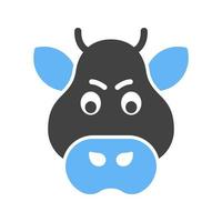 Boar Face Glyph Blue and Black Icon vector