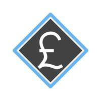 Pound Symbol Glyph Blue and Black Icon vector