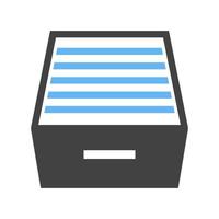 Files Drawer Glyph Blue and Black Icon vector