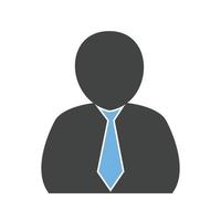 oficial de finanzas masculino glifo icono azul y negro vector