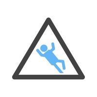 Danger of Slipping Glyph Blue and Black Icon vector