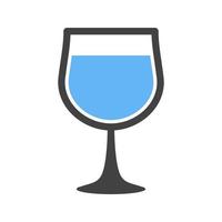 copa de vino glifo icono azul y negro vector