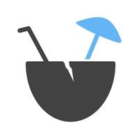 Coconut Drink Glyph Blue and Black Icon vector