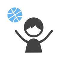 Playing with Ball Glyph Blue and Black Icon vector