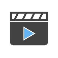 Clapperboard Glyph Blue and Black Icon vector