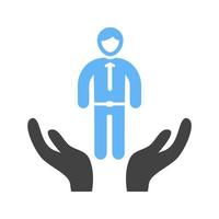 Support Glyph Blue and Black Icon vector