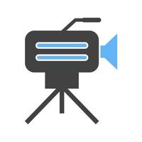 Camera on Stand Glyph Blue and Black Icon vector