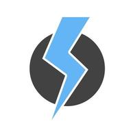 Electric Current Glyph Blue and Black Icon vector