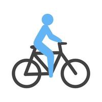 ciclismo glifo icono azul y negro vector