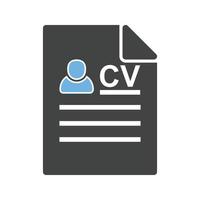 Resume Glyph Blue and Black Icon vector