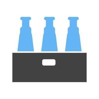 paquete de cervezas glifo icono azul y negro vector