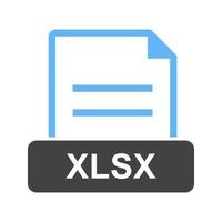 xlsx glifo icono azul y negro vector