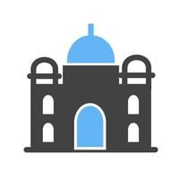 Taj Mahal Glyph Blue and Black Icon vector