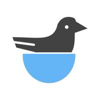 pequeño pájaro glifo icono azul y negro vector