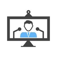 Online Press Conference Glyph Blue and Black Icon vector