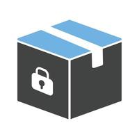 Secure Package Glyph Blue and Black Icon vector