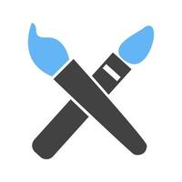 Two Paint Brushes Glyph Blue and Black Icon vector