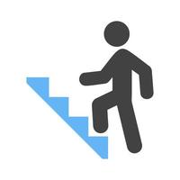 subir escaleras glifo icono azul y negro vector