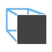 Cube Glyph Blue and Black Icon vector