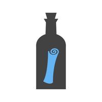 Scroll in Bottle Glyph Blue and Black Icon vector