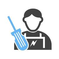 Electrician Glyph Blue and Black Icon vector