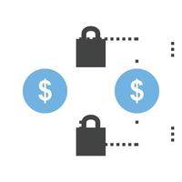 Secure Transactions Glyph Blue and Black Icon vector