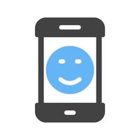 Happy Face Glyph Blue and Black Icon vector